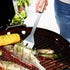 NewlineNY Stainless Steel BBQ Grill Tool Kit 5 PCS Set : Tong, Meat Fork, Basting Brush, Spatula, Knife + Carrying Bag for Picnic Camping Barbeque Cooking Grilling