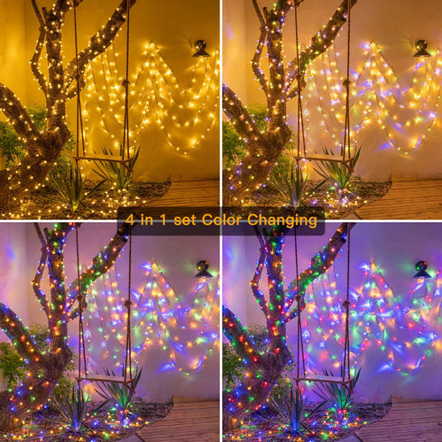 Ollny Solar String Lights Outdoor, 25ft 50 LED Easter String Twinkle Fairy Star Lights Waterproof, Warm White & Multicolor Changing Lights with 11 Modes for Easter Christmas Garden Yard Patio Party