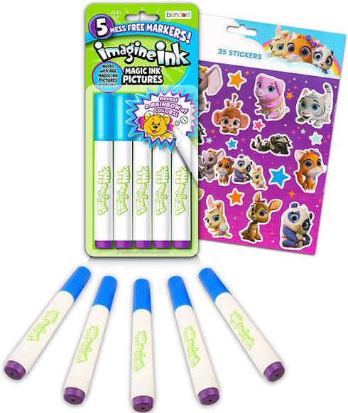 Imagine Ink Markers Only Replacement Bundle - 5 Pc Imagine Ink Markers Refill Separates Set for Imagine Ink Coloring Books for Kids with Stickers