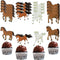 48 Pieces Horse Cupcake Toppers Horse Racing Cake Toppers Equestrian Themed Birthday Party Decorations for Birthday Party Cake Decorations