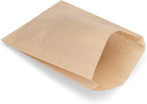 Kraft Paper Sandwich Style Bags (200) 6"x 1"x 8.5" Dry Wax Grease Resistant Bags. Perfect for Sandwiches, Cookies, Pastries, Take Out, and Gifts. Made in USA.