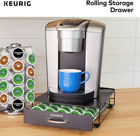 Keurig Under Brewer Storage Drawer, Coffee Pod Storage, Holds Upto 35 Keurig K-Cup Pods, Black