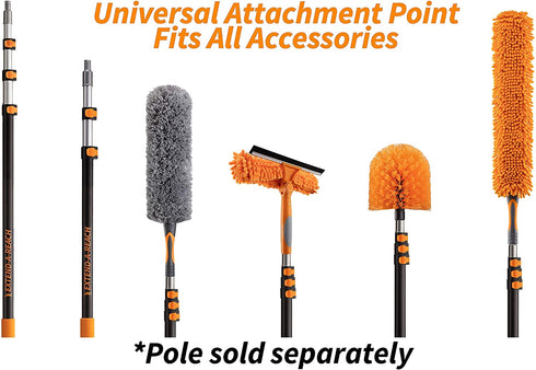 Cobweb Duster Head Brush // Spider Web Brush for Outdoor & Indoor Web Cleaning // Twist-On Corner Duster Fits Standard Acme Threaded Extension Poles // Best Cobweb Brush Head (Pole Sold Separately)