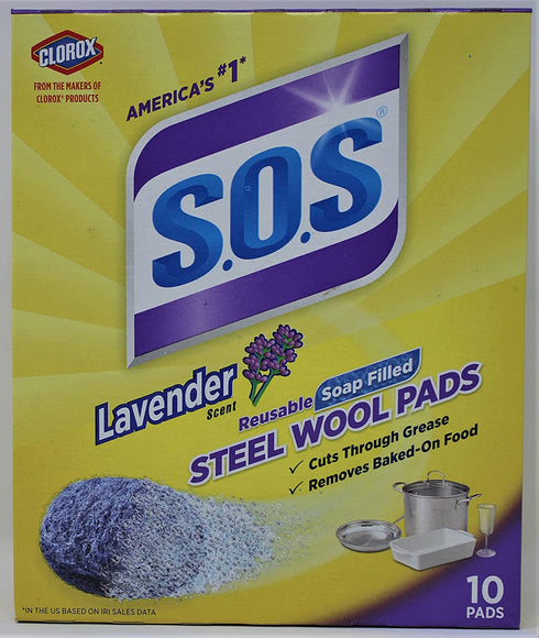 S.O.S Steel Wool Soap Pads, Lavender - 10 ct