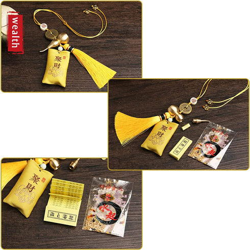 WASHAI Chinese Coins Feng Shui Car Rearview Mirror Accessories, Take It with You The Good Luck Will be with You
