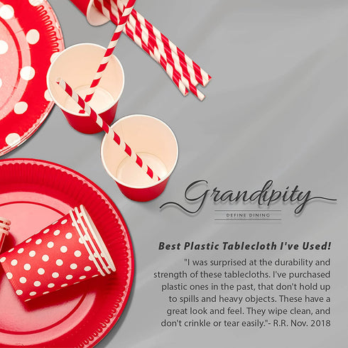 Hot Pink 6 Pack Premium Disposable Plastic Tablecloth 54 Inch. x 108 Inch. Rectangle Table Cover By Grandipity