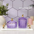 Crystal Candy Jar Apothecary Decorative Jars with Lids Purple Storage Jewelry Glass Trinket Box Cute Candy Dish with Lid for Candy Buffet Gift Ideas, for Women¦