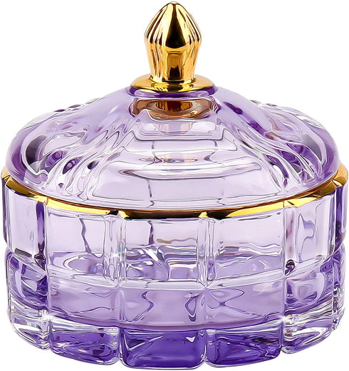 Crystal Candy Jar Apothecary Decorative Jars with Lids Purple Storage Jewelry Glass Trinket Box Cute Candy Dish with Lid for Candy Buffet Gift Ideas, for Women¦