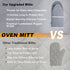 Oven Mitts and Pot Holders Set - 4pcs Long Cotton Puppet Oven Gloves & Hot Pads with Non-Slip Silicone Grip Heat Resistant 455 °F /235 °C for Kitchen Baking Cooking Grilling Machine Washable-Grey