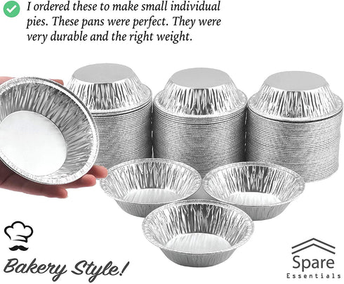 120 Pack - Pie Pans 5 Inch, Disposable Pie Tins, Aluminum Pie Pans, Foil Tart Pans used for Baking, Storage and Reheating / Pies, Tart and Quiche by Spare Essentials