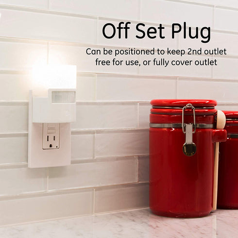 GE Enbrighten LED Motion Sensor Night Light, Plug-in, 40 Lumens, Warm White, UL-Certified, Energy Efficient, Ideal Nightlight for Bedroom, Bathroom, Kitchen, Hallway, 12201, White, 1 Pack