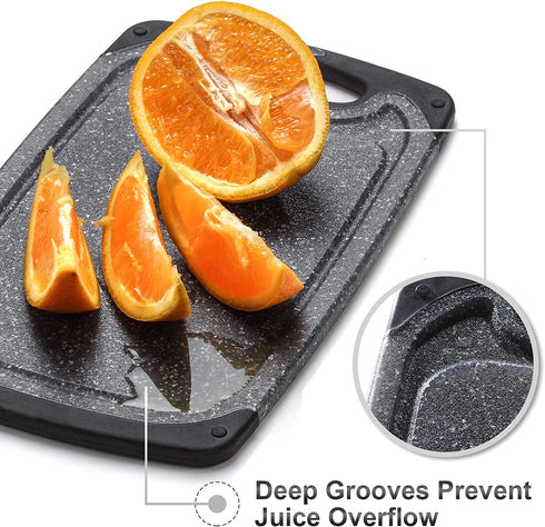 Home & Kitchen Essentials 3-Piece Cutting Board Set. Reversible, Marble Granite Gray, BPA Free, Dishwasher Safe, Easy-Grip Handle and Non-Porous with Juice Grooves