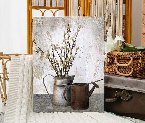 Milili Rustic Floral Country Farmhouse Bottle Floral Wall Art Flower Painting for Bathroom Wall Art Poster Country Style Canvas Wall Art Picture Prints for Home Decor 16 inchx24 inch No-frame