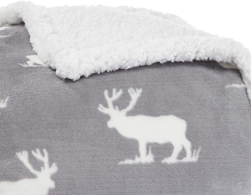 Eddie Bauer Ultra-Plush Collection Throw Blanket-Reversible Sherpa Fleece Cover, Soft & Cozy, Perfect for Bed or Couch, Elk Stance Grey