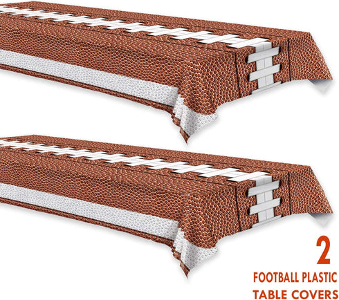 Football Party Supplies - Sturdy Plastic Game Ball Table Cover 54" x 108" (2 Pack)