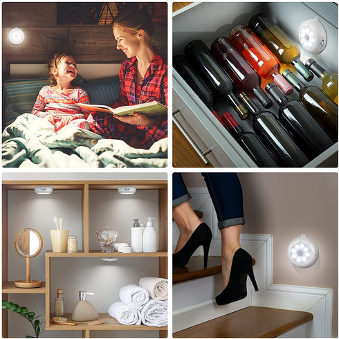 Motion Sensor Light Indoor, LED Closet Lights Battery Operated, Motion Sensor Night Light Under Cabinet Lighting Motion Activated Light, AA Battery Powered Lights, Puck Lights for Wall, Stair (3 Pack)