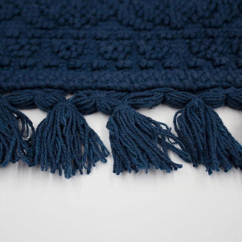 French Connection Nellore Bath Mat | Woven and Beaded Bathroom Rug | 100% Cotton | Premium Bathroom Décor | Machine Washable | Measures 20" x 34" | Navy