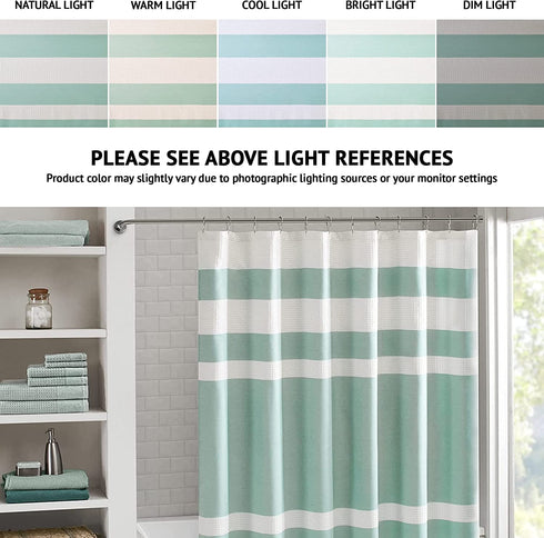 Madison Park Spa Waffle Shower Curtain Pieced Solid Microfiber Fabric with 3M Scotchgard Water Repellent Treatment Modern Home Bathroom Decorations, Stall 54X78", Aqua