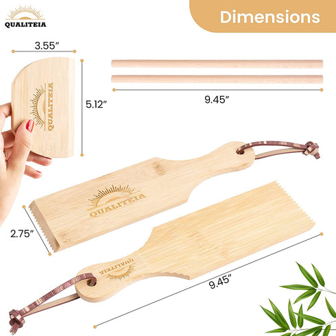 Gnocchi Board Set for Rolling Dough - 2 Pcs Paddles 2 Pcs Rollers 1 Pc Cutter - Bamboo Authentic Pasta Shaper Tools Butter Maker - Garganelli Cavatelli Tortellini Cavarola Roller - Great Cutlery Gift