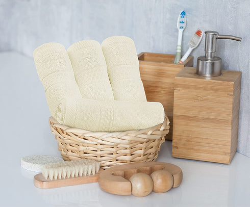 Utopia Towels Ivory Towel Set, 2 Bath Towels, 2 Hand Towels, and 4 Washcloths, 600 GSM Ring Spun Cotton Highly Absorbent Towels for Bathroom, Shower Towel, (Pack of 8)