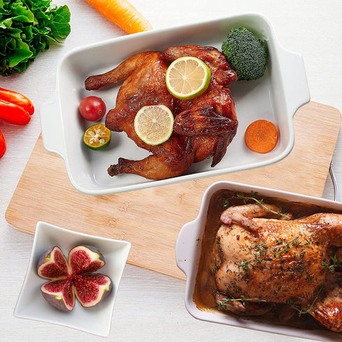 Hompiks Baking Dish Casserole Dish Porcelain Bakeware Sets for the Oven Baking Dishes Set of 2 for Lasagna Kitchen Royal Blue Baking Pans.