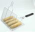 AIZOAM Portable Stainless Steel BBQ Barbecue Grilling Basket for Fish,Vegetables, Shrimp,and Small Flat Sea Food .Great Useful BBQ Tool.-Bonus Additional Sauce Brush and 50 Natural Bamboo Skewers €‘