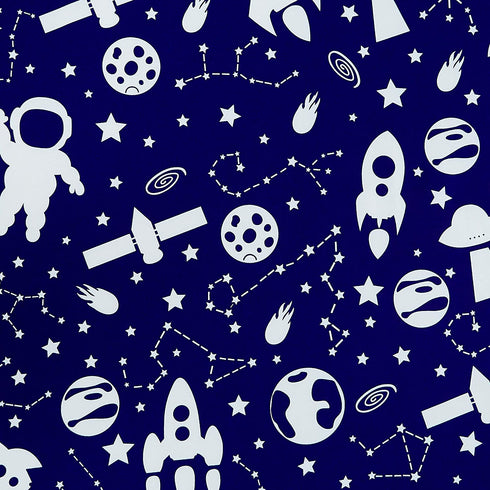 Central Park Room Darkening Window Curtains for Kids Bedroom Nursery Space Planet Theme 54 Inch Length with Grommets Window Drapes Printed Curtains for Living Room, 42" x 54"x2, Navy Blue