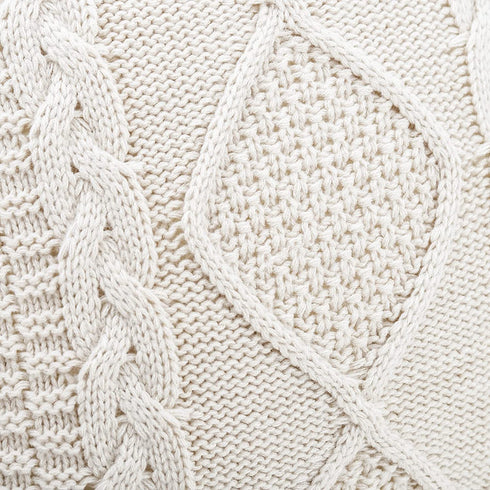 MANDIOO Cotton Knitted Beige Decorative Throw Pillow Covers Soft Cozy Outdoor Cushion Cases Luxury Modern Pillowcases for Couch Sofa Bed 18x18 Inches