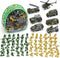 TOY Life Army Men Toys for Boys, Toy Soldiers Army Toys Plastic Green Army Men Army Action Figures Military Toys, Die Cast Metal Military Vehicles with a Bag Toy Helicopter, Halloween Prizes for Kids