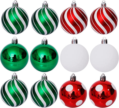30PCS Christmas Balls Ornaments, Shatterproof Holiday Bulbs Festive Wedding Hanging Ornaments Christmas Tree Decoration (Red&Green)