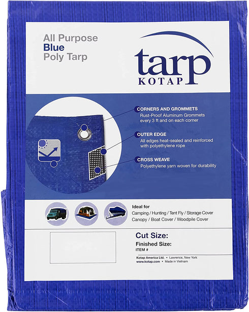 Kotap TRA-1212 Multiple Sizes All Purpose 5-mil Poly Tarp, 12 x 12-Foot, Blue