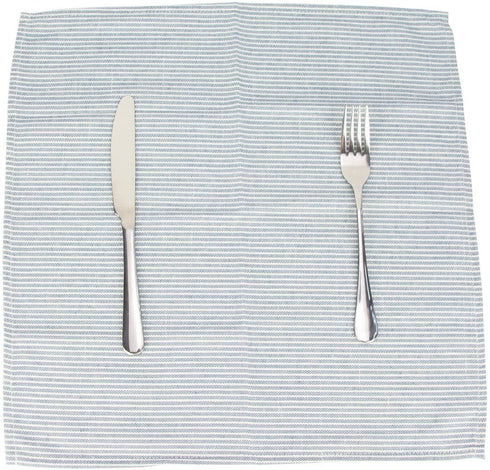 INFEI Narrow Striped Linen Cotton Dinner Cloth Napkins - Set of 12 (40 x 40 cm) - for Events & Home Use (Blue)