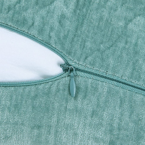decorUhome Aqua Haze Decorative Throw Pillow Covers 20x20 Inch Set of 2, Farmhouse Chenille Pillow Covers, Velvet Trimmed Edge Pillow Cases for Couch Sofa