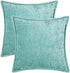 decorUhome Aqua Haze Decorative Throw Pillow Covers 20x20 Inch Set of 2, Farmhouse Chenille Pillow Covers, Velvet Trimmed Edge Pillow Cases for Couch Sofa