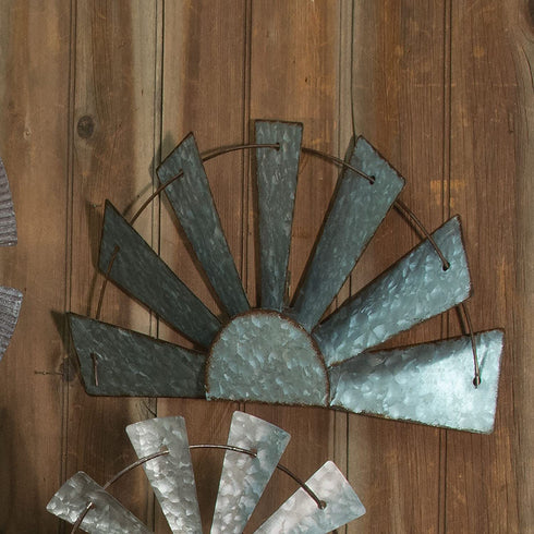 CWI Gifts Galvanized Half Windmill Wall Art, Multicolor