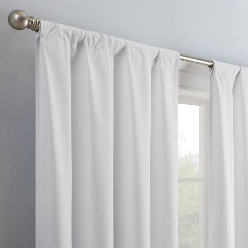 ECLIPSE Kendall Modern Blackout Thermal Rod Pocket Window Curtain for Bedroom or Living Room (1 Panel), 42" x 95", White