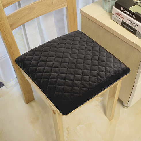 COMFORTANZA Chair Seat Cushion - 16x16x1.6 Memory Foam Square Thin Non-Slip Pads for Kitchen, Dining, Office Chairs and Car Seats - Comfort and Back Pain Relief - Medium Firm - Black