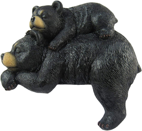 DWK Black Bear Shelf Sitting Figurine | Bear Cabin Accessories Decorations for Shelves | Cute Bear Figurines | Nursery and Office Shelf Decorations - 6"