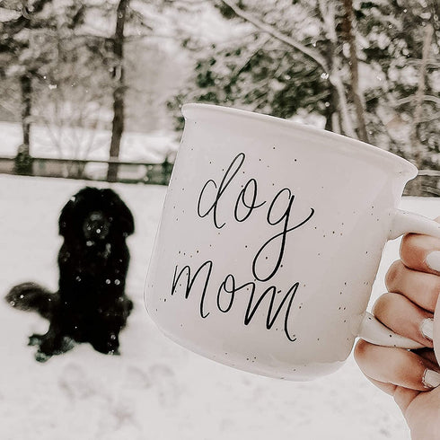 Sweet Water Decor Dog Mom Coffee Mug | Cute 16oz Ceramic Campfire Style Coffee Cup Microwave & Dishwasher Safe | Large Mug For Dog Moms, Pet Owners, Puppy Lovers, and Dog Adoption