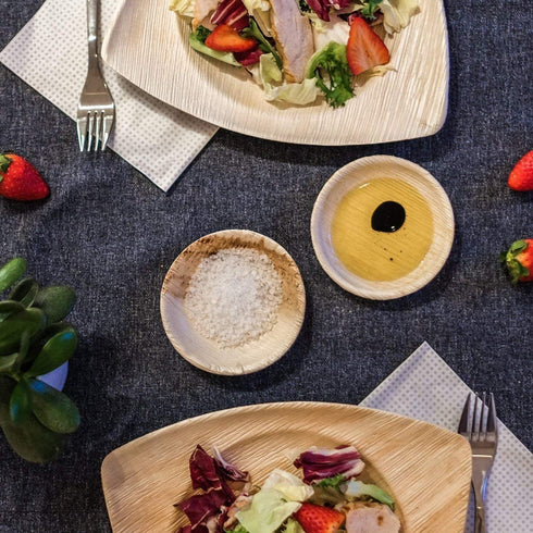 Naturally Chic Palm Leaf Plates - 4 Inch Round - Bamboo Like, Eco Friendly, Disposable, Compostable and Biodegradable Plates for Weddings, Parties and Events