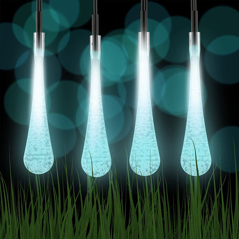 String Lights Set of 2 30 Bulb Solar Power Outdoor LED Décor Tear Drop Lighting with 8 Modes and Rechargeable Battery by Pure Garden (Cool White)