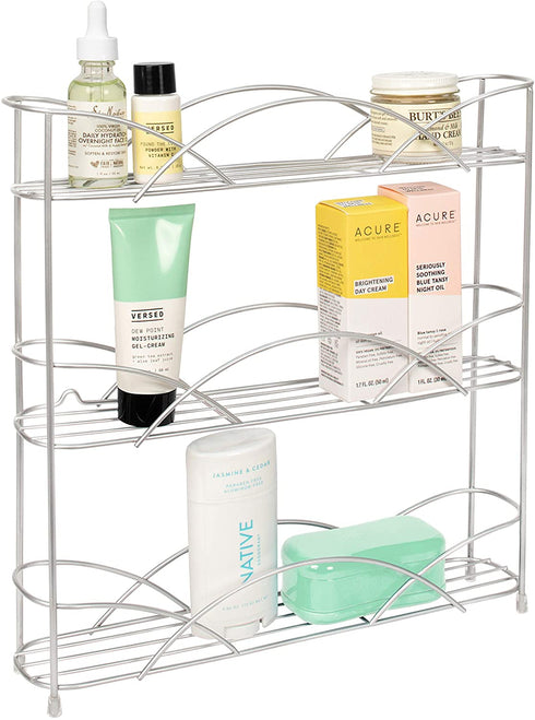 Freestanding Countertop or Wall Mount 3-Tier Spice Rack Organizer for Storing Bottles of Spices, Sauce, Dressing, Condiments, Vitamins & More, Great for Kitchen, Cupboards, Cabinet, Pantry, Silver