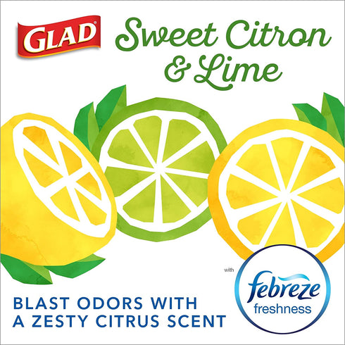 Glad Small Kitchen Drawstring Trash Bags 4 Gallon Green Trash Bag Febreze , Sweet Citron & Lime, 80 Count (Package May Vary)