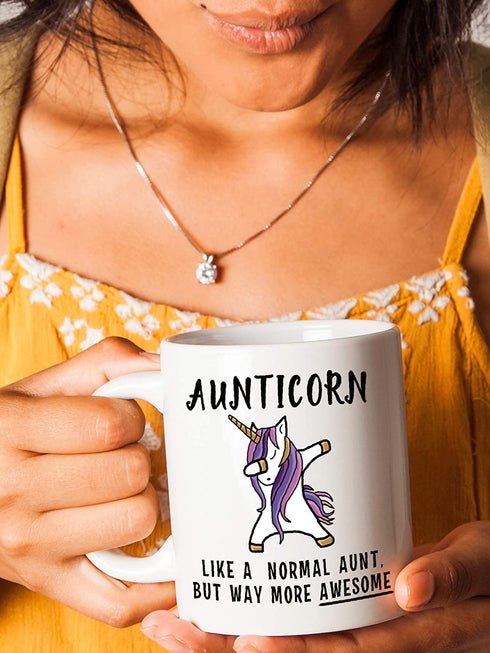 CLASSIC MUGS Aunticorn Funny Aunt Coffee Mug Best Mother's Day Gift for Aunty Aunties Siblings Sisters from Niece Nephew Sister Uncle Mom Dad Novelty Gag Gift for Christmas Birthday Mug Tea Cup