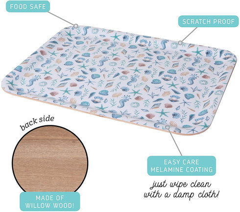 Now Designs Rectangular Serving Tray, Coastal Trees - 11 x 14 in | Willow Wood
