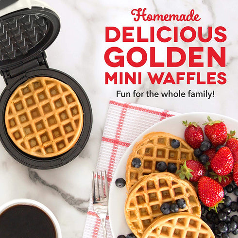 DASH DMW001WH Mini Maker for Individual Waffles, Hash Browns, Keto Chaffles with Easy to Clean, Non-Stick Surfaces, 4 Inch, White