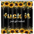 LB Rustic Sunflower Fuck It Get Naked Shower Curtain Decor, Modern Farmhouse Yellow Floral Funny Quotes Shower Curtains 72X72 inch Polyester Fabric Bathroom Decoration Bath Curtains Hooks Included