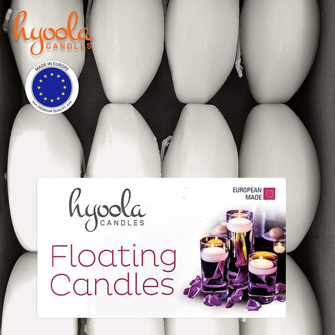 HYOOLA Premium White Floating Candles 3 Inch - 8 Hour - 12 Pack - European Made