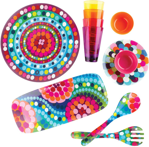 French Bull Plates - 4 Piece Set - 9 inch Melamine Salad Plates Set of 4 - Melamine Dinnerware for Indoor and Outdoor - Bindi