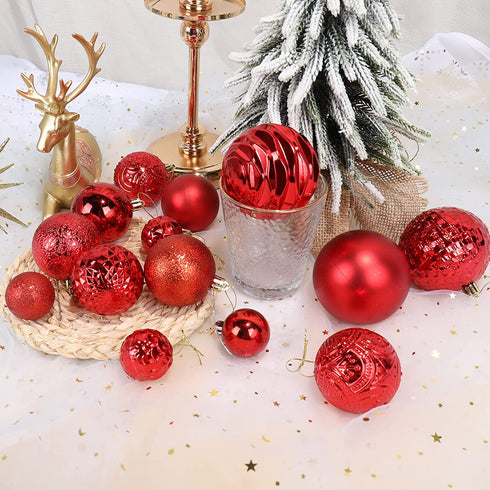 Blivalley 20ct Christmas Ball Ornaments 3.15" Shatterproof Christmas Decorations for Xmas Tree, Holiday, Wedding, Party Christmas Balls Set with Strings(3.15", Red)